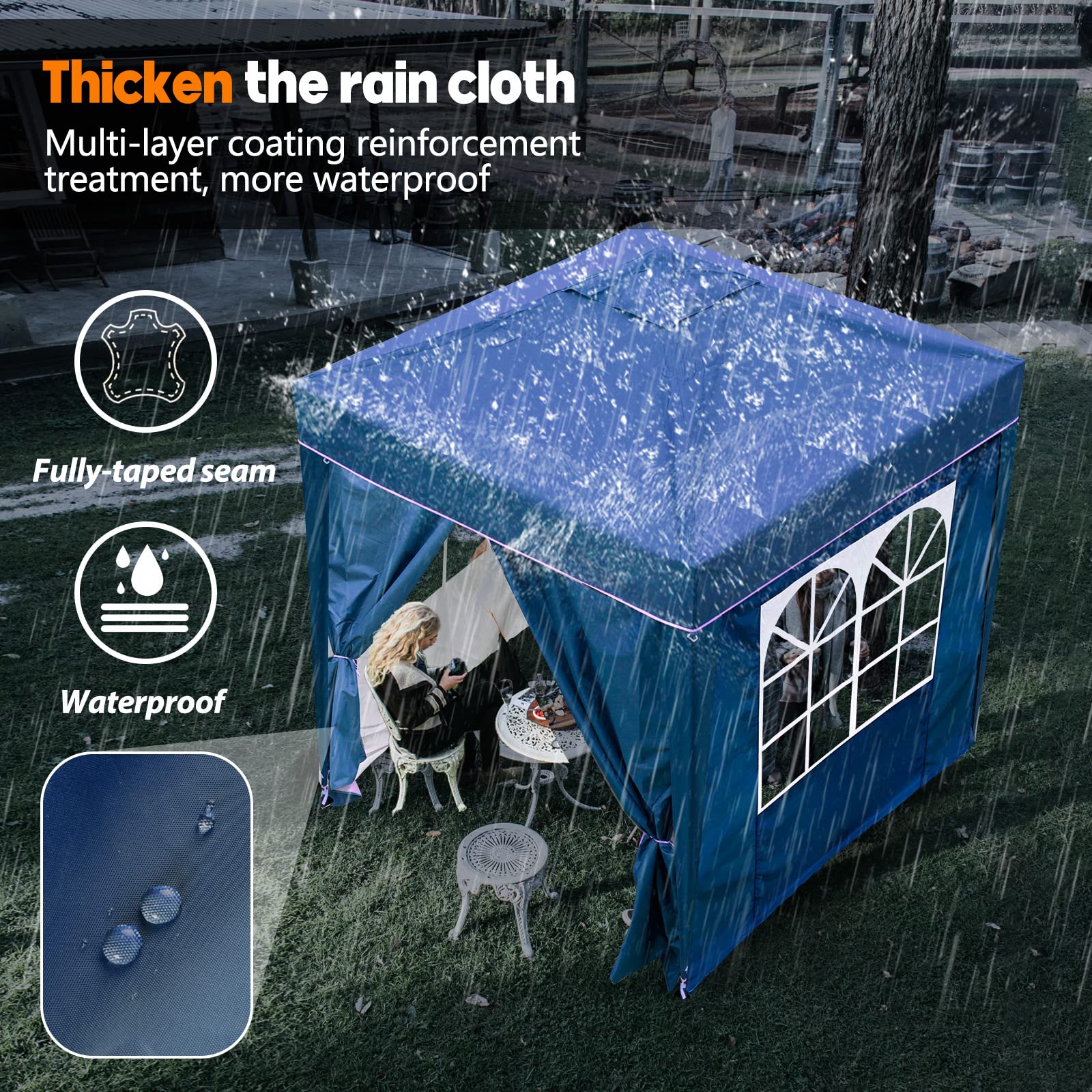 SANHENG Pop Up Gazebo, Pop Up Tent with Weights, Fully Waterproof, All Weather Gazebo ideal for Outdoor Party Camping (2x2m,Blue)