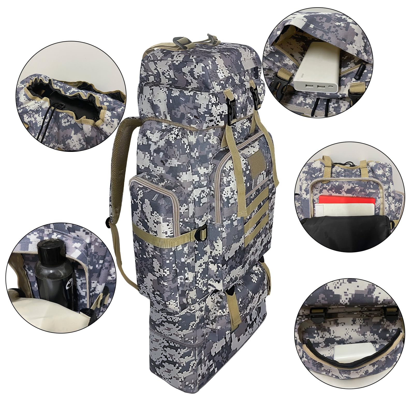 Wesoke 80L 100 liters Camping Hiking Backpack for Men, Extra Large Survival Hunting Backpack, Waterproof Big Molle Military Tactical Rucksack, Oversized Outdoor Sport Travel Daypack