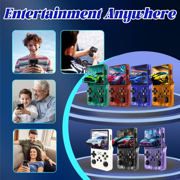 Blidinner R36S Retro Handheld Games Console -With Open Source Linux System,3000mAh Battery,3.5 Inch HD Screen,64G TF Card,20,000+ Classic Games,Portable Mini Game Console for Teens and Adults-Black