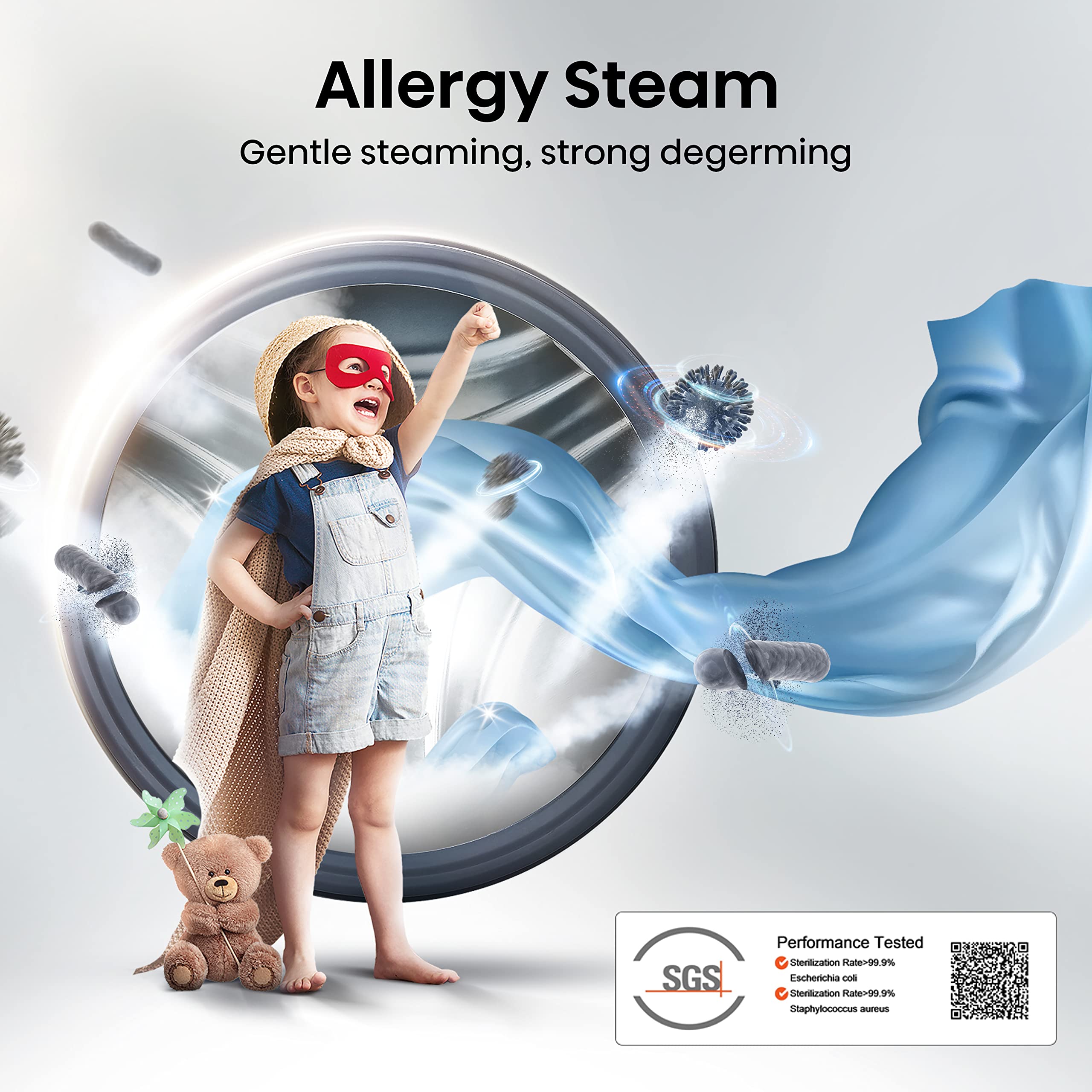 Hisense 3 Series WFQA9014EVJM Freestanding 9 KG Front Load Washing Durable Inverter Machine Steam Wash Quick Wash 15 Washing Programs 1400 RPM White- Energy Rating A