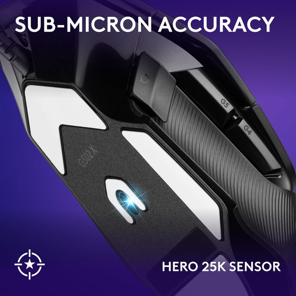 Logitech G G502 X PLUS LIGHTSPEED Wireless RGB Gaming Mouse - Optical mouse with LIGHTFORCE hybrid switches, LIGHTSYNC RGB, HERO 25K gaming sensor, compatible with PC - macOS/Windows - Black