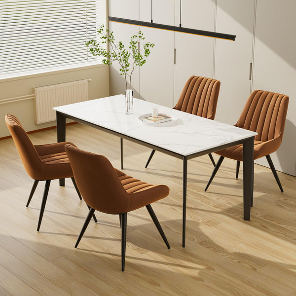 Hawthyhome Dining Chairs Set of 4 |Upholstered Chairs with 10cm Thick Seat Cushion •Upholstered Fabric Dining Chair •Kitchen Chair with Backrest •Modern Armchairs with Metal Legs •Dark Grey