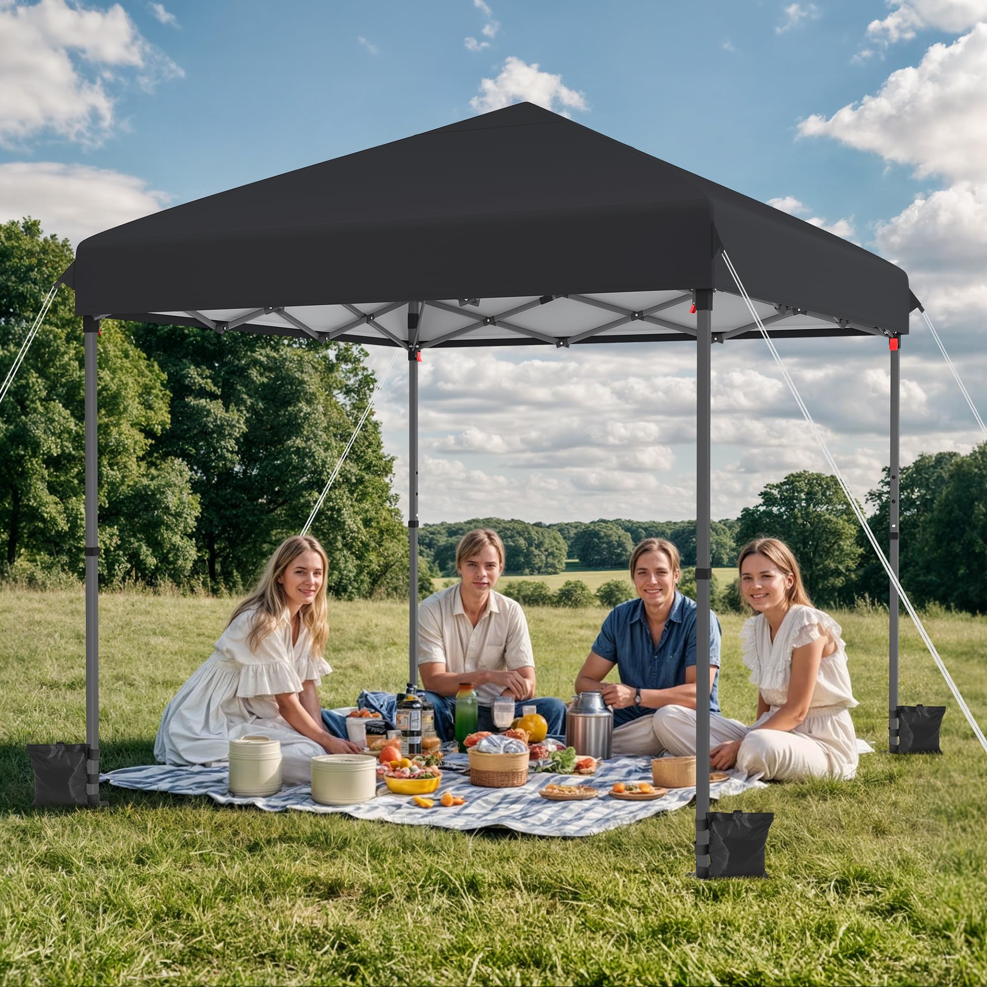 YITAHOME 3x3M Outdoor Pop Up Gazebo with Sides and Windows, Waterproof Folding Garden Canopy All Seasons Camping Gazebo Anti-UV with Adjustable Height Stakes Rope Carry & Weight Bags for Party Event