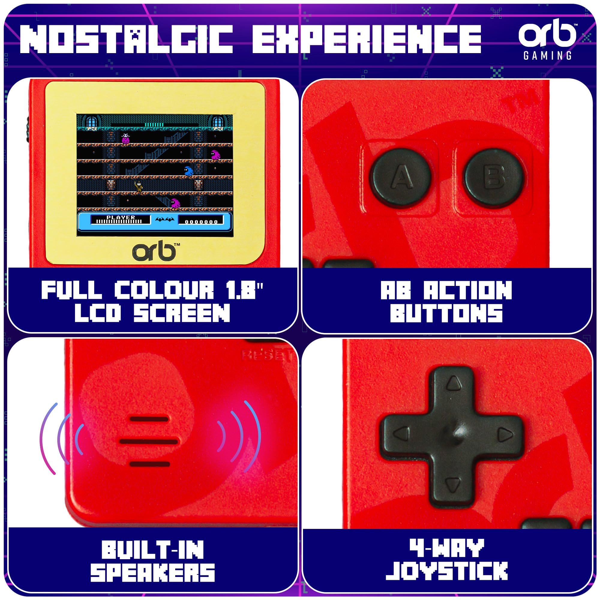 Official Atari Cartridge Handheld Mini Arcade Console with 3 Games - Pong Sports, Asteroids & Missle Command, 2" Colour Screen, Keyring, Retro Gaming Console Gift for Him and Her