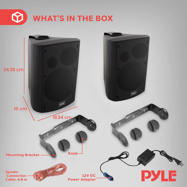 Pyle Bluetooth Speakers, Waterproof Wall-Mounted Speaker System, Indoor/Outdoor, Wireless & Passive, Heavy-Duty Weatherproof Design, Stereo Sound, for Patio, Pool, Deck, Home & Business
