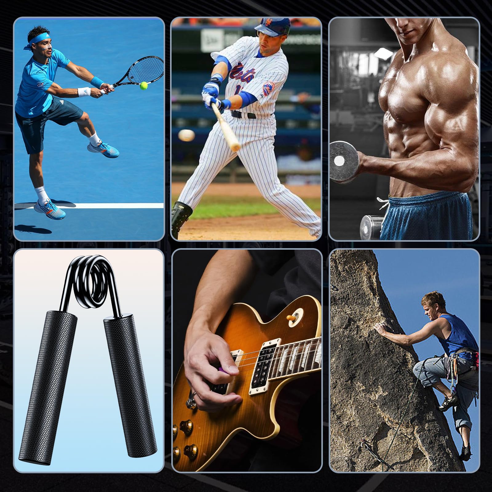 ZEAGUS Grip Strength Trainer 6 Pack,22.5KG-135KG Metal Hand Grip Strengthener,Non-Slip Heavy-Duty Forearm Exerciser,Hand Gripper for Muscle Building