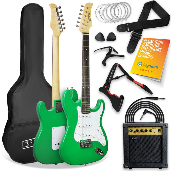 3rd Avenue XF Full Size 4/4 Electric Guitar Ultimate Kit with 10W Amp, Cable, Stand, Gig Bag, Strap, Spare Strings, Picks, Capo – Black
