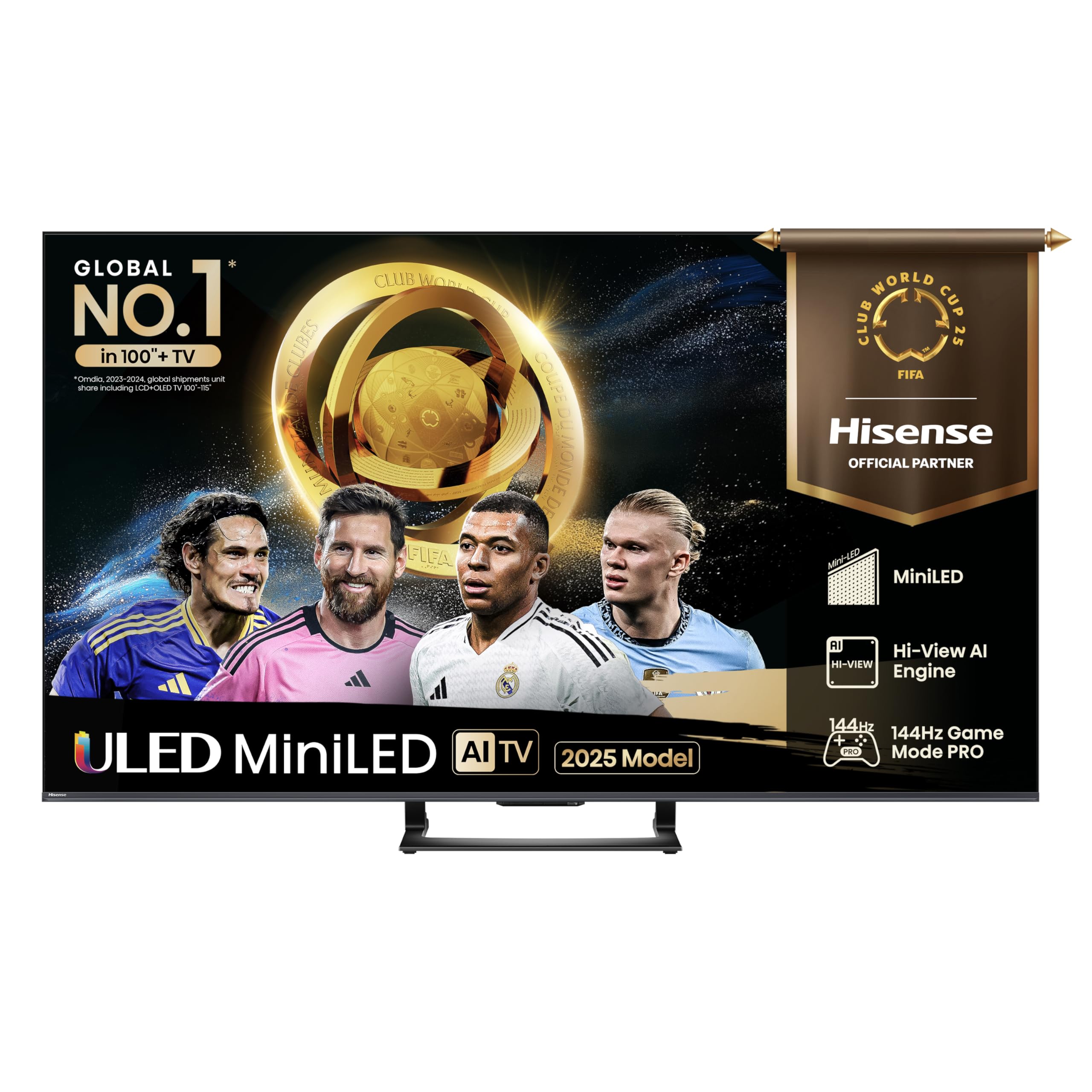 Hisense 55 Inch 4K Mini-LED TV 55U6NQTUK - Quantum Dot Colour, Dolby Vision Atmos, Hi-View Engine, FilmMaker Mode, Vidaa OS with Voice Control, Freely, Youtube, Netflix and Disney+ (2024 Model)