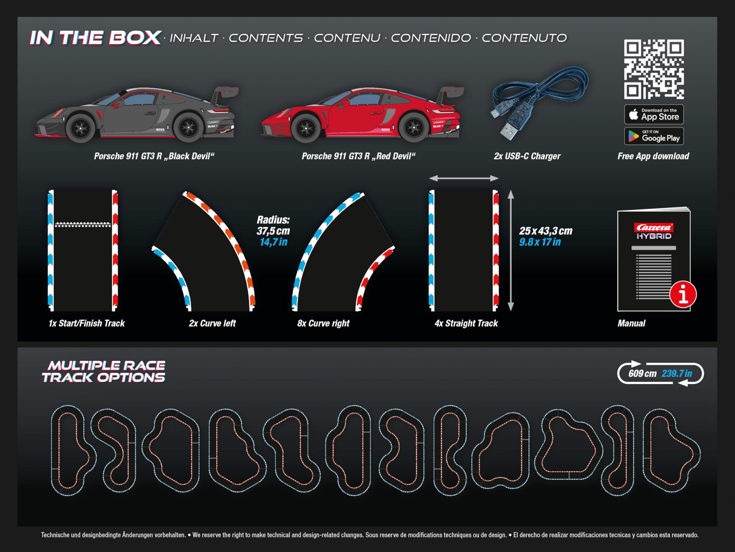 Carrera Hybrid 50050002 "Devil Drivers" Porsche 911 GT3 R 1:50 Scale AI-Supported Race System with Working Lights & USB-C Charging