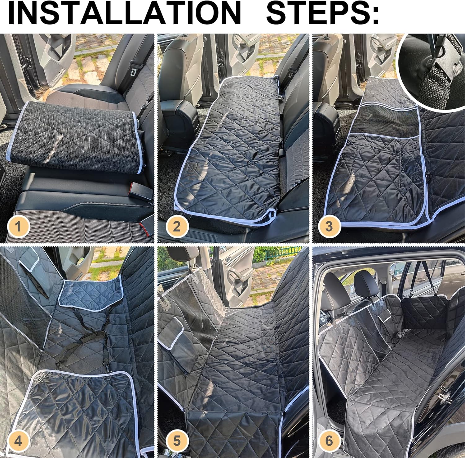 VSPETCC Dog Car Seat Cover,100% Waterproof with Mesh Window And Storage Pocket,Durable Scratchproof Nonslip Dog Hammock with Universal Size Fits for Cars/Trucks/SUV