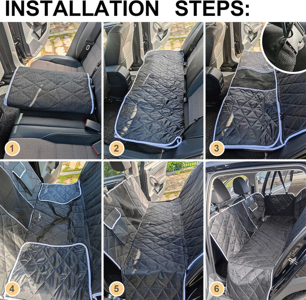 VSPETCC Dog Car Seat Cover,100% Waterproof with Mesh Window And Storage Pocket,Durable Scratchproof Nonslip Dog Hammock with Universal Size Fits for Cars/Trucks/SUV