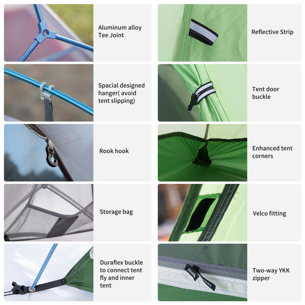 Naturehike Cloud up 2 Camping Tent 2 Man Backpacking Tent 3-4 Season Wild Country Tent Lightweight Dome Tent
