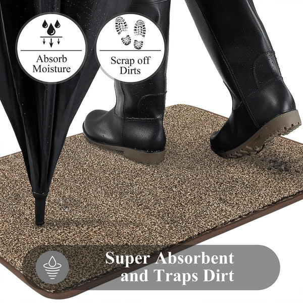 Pauwer Doormat Non Slip Indoor Barrier Mats Rubber Backing Super Absorbent Entrance Rug Durable Inside Dirt Trapper Mats(80X120cm, Brown)