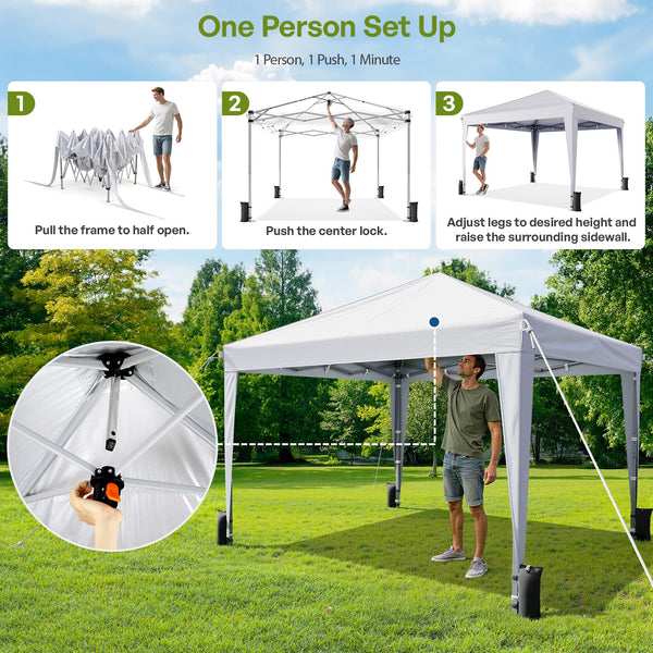Driftalia Gazebo with Sides 3m x 3m, Waterproof Pop Up Gazebo with 4 Sandbags and Carry Bag for Parties, Camping, Commercial Events - Dark Grey