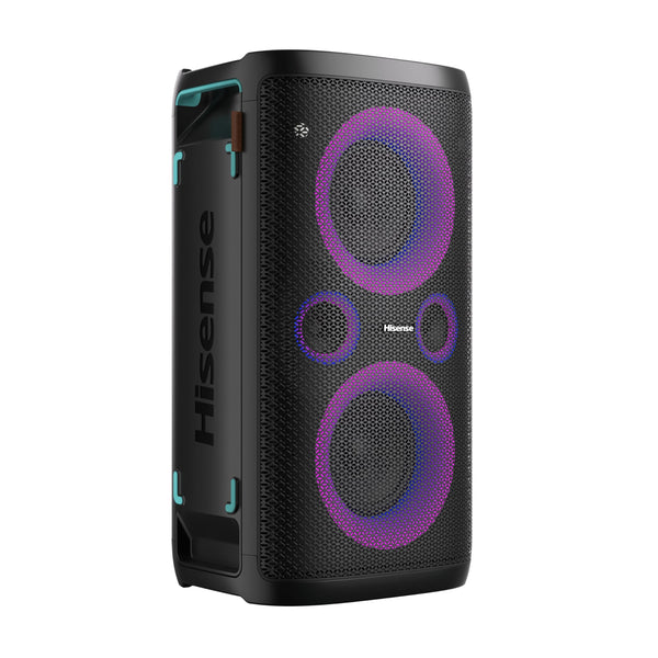 Hisense PARTY STORM, 300W Max Audio Power,15 Hrs long playtime,Karaoke Mode,Lighting effects, Wireless charge the phone, IPX4 Waterproof, Bluetooth 5.0