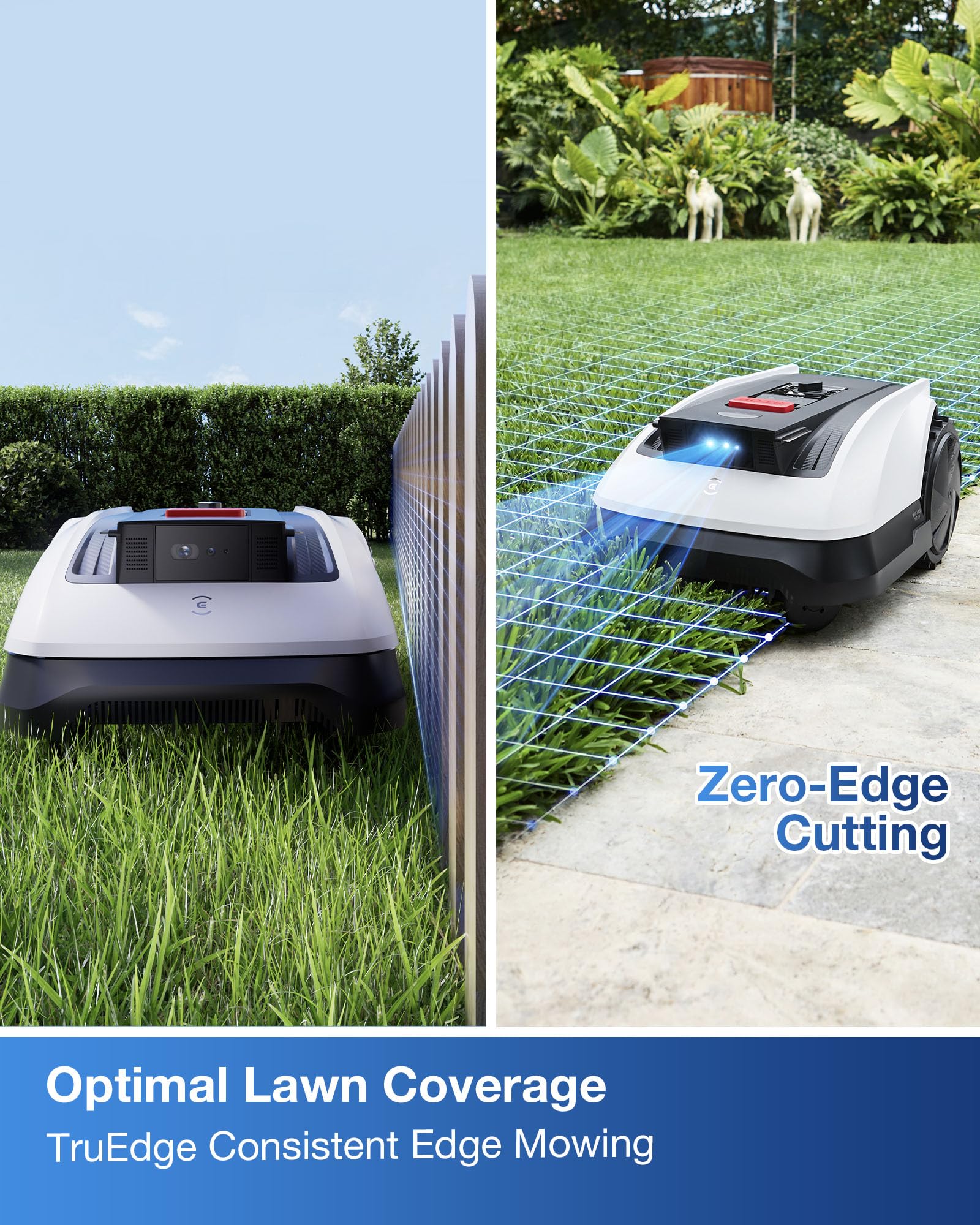 ECOVACS GOAT O800 RTK Robot Lawnmower 800㎡, Wire free, Lidar-Enhanced RTK+Vision Navigation, Pass 0.7m path, Auto Mapping, Customizable Mowing, Edge Presicion Mowing, 45% Slope Climbing