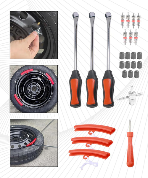 Flaconi Motorcycle Tire Spoons,Tire Changing Kit,Tire Tools for Changing Tires,Bicycle Tire Lever,Tyre Changer Set with 3 Rim Protector,Fit for Motorcycle,Bicycle,Cart,Scooter,Dirt Bike,Lawn Mower,Car