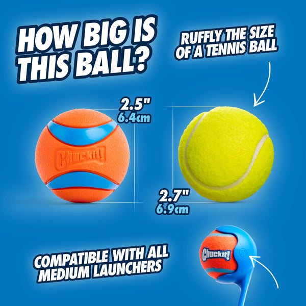 ChuckIt! Ultra Ball Dog Toy, Durable High Bounce Floating Rubber Dog Ball, Launcher Compatible Toy For Dogs, 2 Pack, Medium