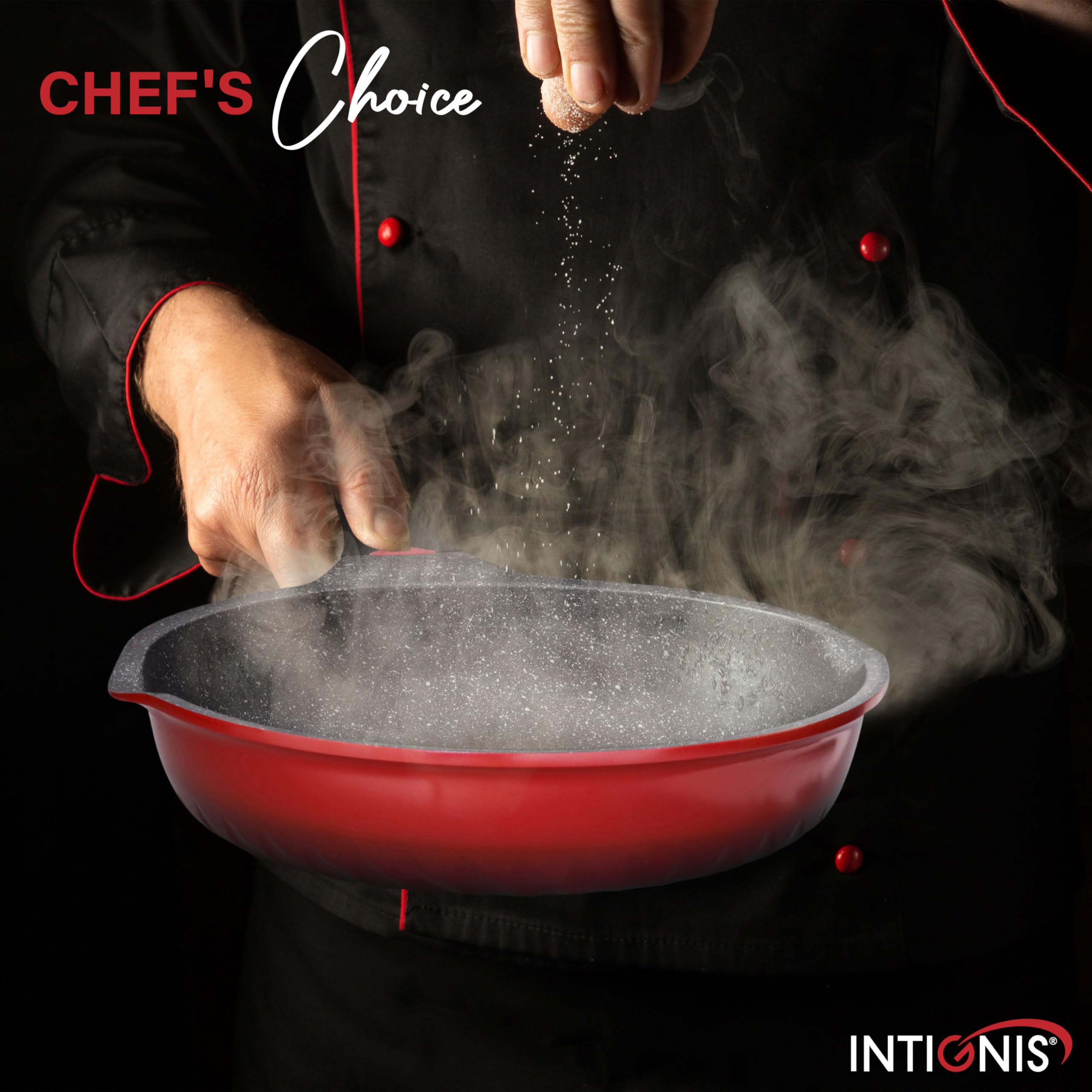 INTIGNIS Premium 30cm Deep Frying Pan with Lid | Anti-Scratch | Induction Compatible | Non-Stick Interior | Heat Resistant Handle | Perfect for