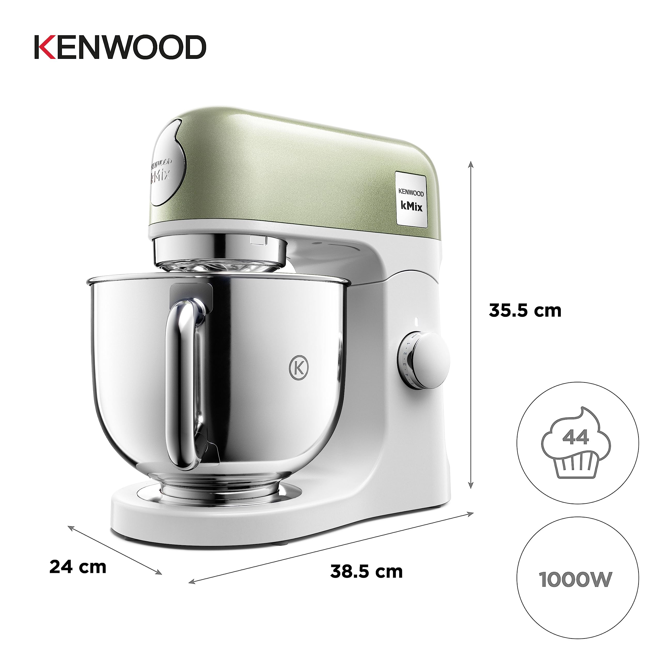 Kenwood kMix Editions KMX760API Kitchen Machine, 5 l Stainless Steel Bowl, Safe-Use Safety System, Metal Casing, 1000 Watts, incl. 3-Piece Patisserie Set and Splash Guard, Apricot Pink