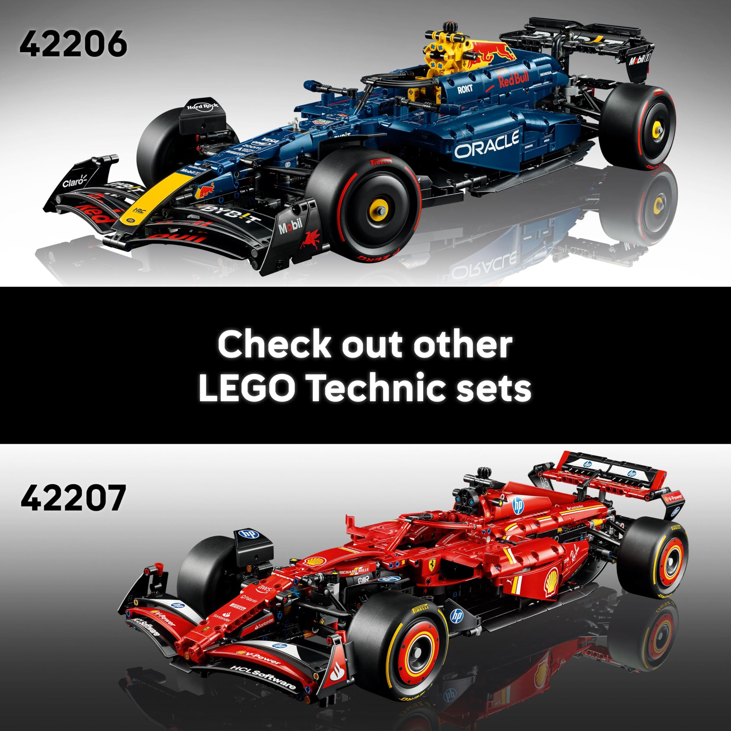 LEGO Technic Oracle Red Bull Racing RB20 F1 Car Model Kit - Collectible Formula 1 Building Set with 1:8 Scale V6 Engine, Gear Box, Steering & DRS - Gift Idea for Adult & Teenage Racing Fans - 42206