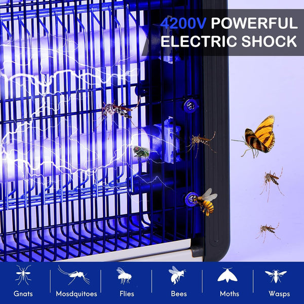 FRAXINUS Fly Zapper Electric, Mosquito Killer Lamp, Electronic Bug Catcher, 4200V High Powered Grids, 20W UV light Trap Flying Insects, wasps, and
