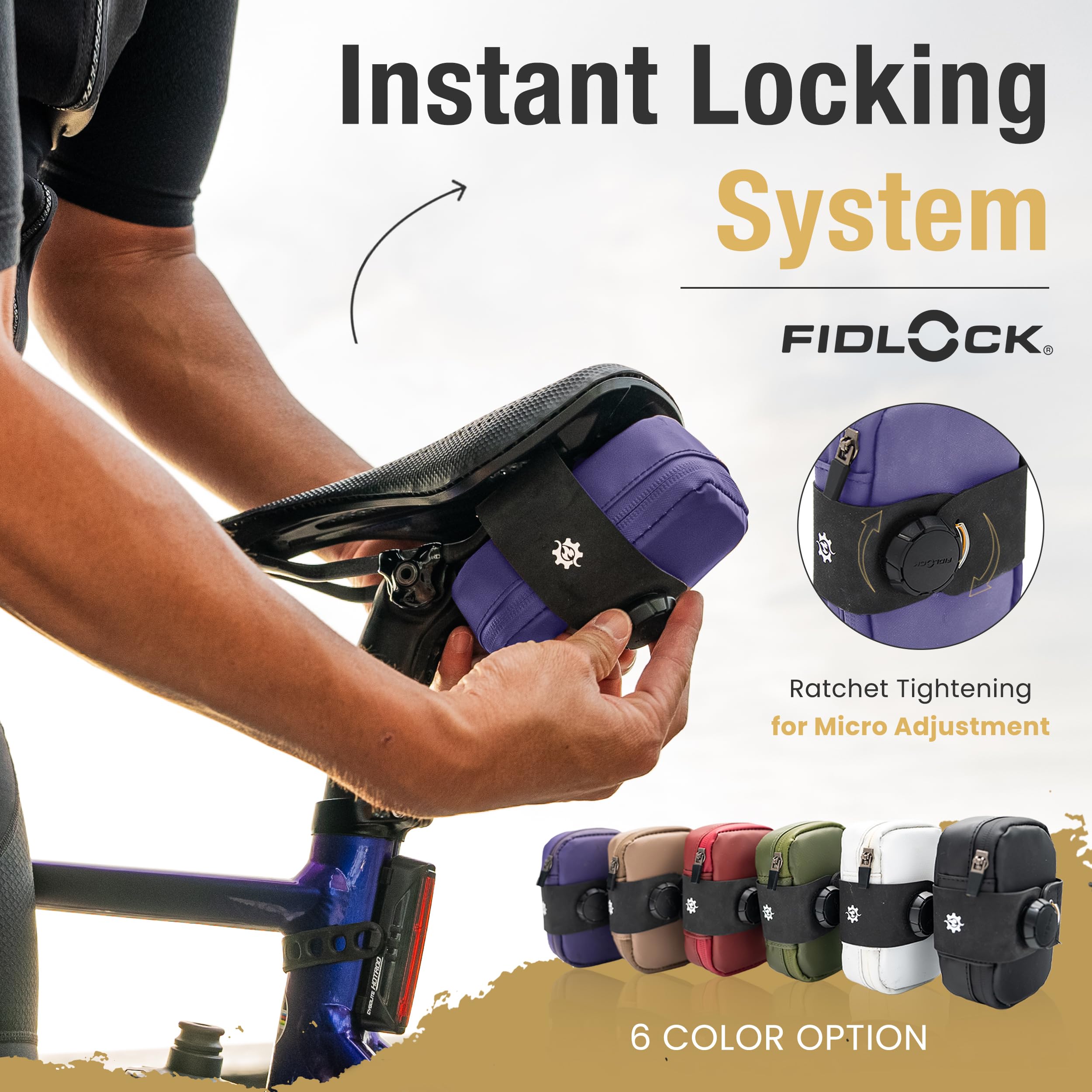 Lumiere & Co. Falcon Magnetic Bike Saddle Bag – 0.69L | 6" x 3.5" x 2" | Sleek Minimalist Brick Design, Fast Magnetic Buckle Attachment | Road Cycling–Specific Bike Seat Bag (Black, Large)