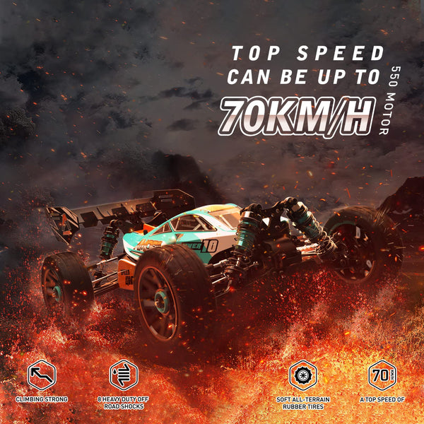 AMORIL 1/10 RTR Brushless Fast RC Cars for Adults,Max 50mph Hobby Electric Off-Road Monster Truck,Waterproof High Speed RC Car 4WD Remote Control Car with 3S Lipo,Green