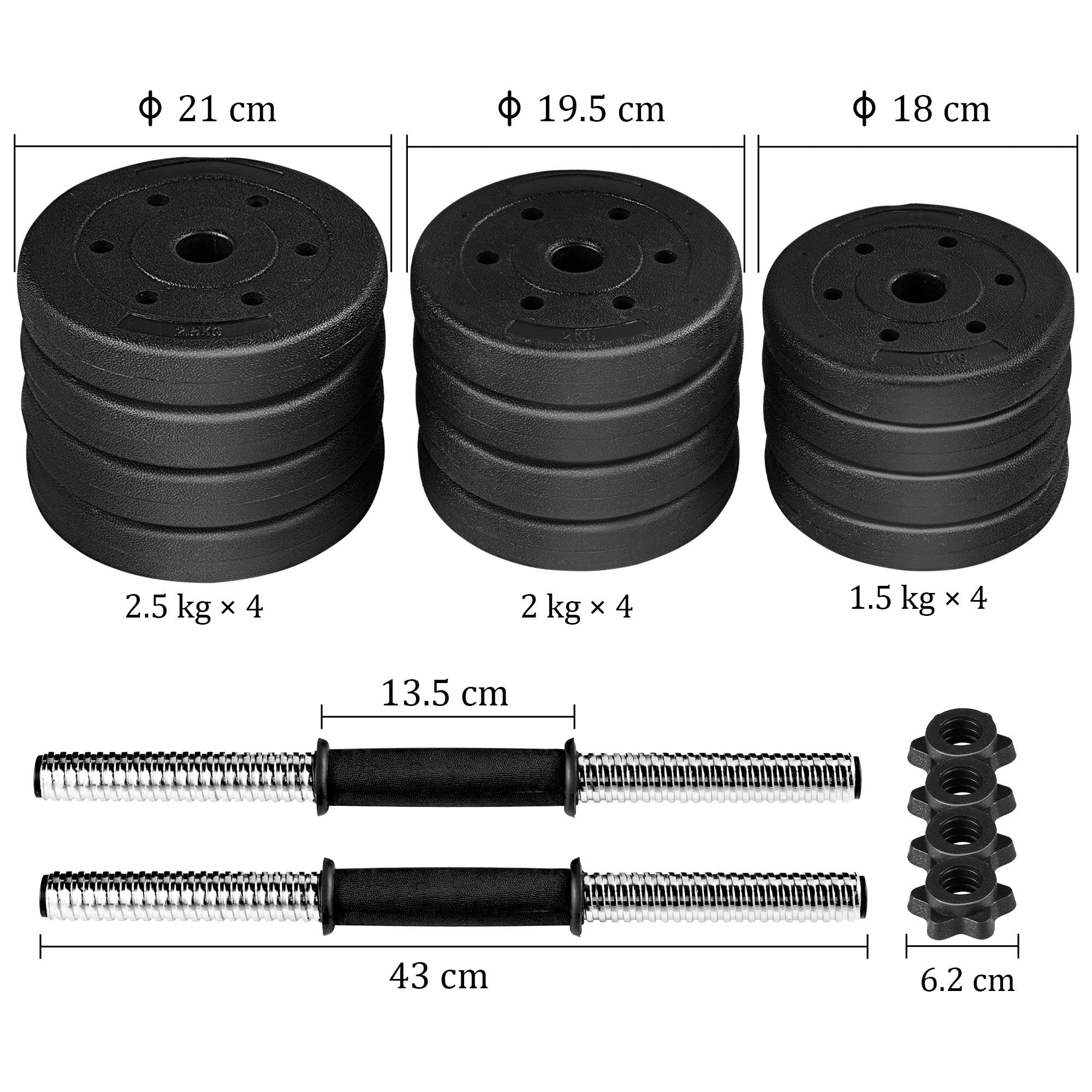 Yaheetech 30KG/25KG/20KG/15KG Adjustable Dumbbells Weight Lifting Training Set Dumbbells Set (sold as a pair) Home Gym Fitness for Men/Women