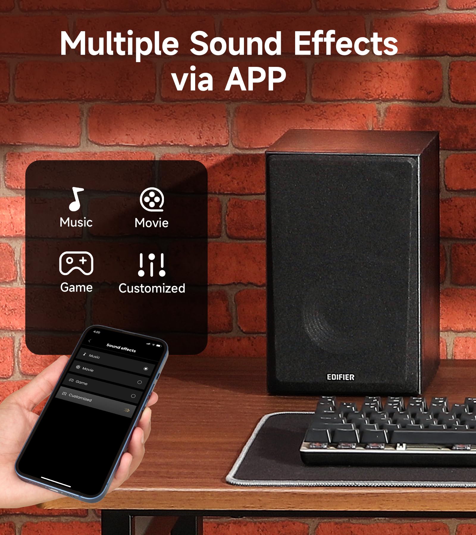 Edifier R990BT Bluetooth 5.4 Bookshelf Speakers, 2.0 Active Multimedia Speaker, 24W Output Power, RCA/AUX/Bluetooth Inputs, Digital Audio Processing, MDF Enclosure, App Control, for PC/Smartphone/TV