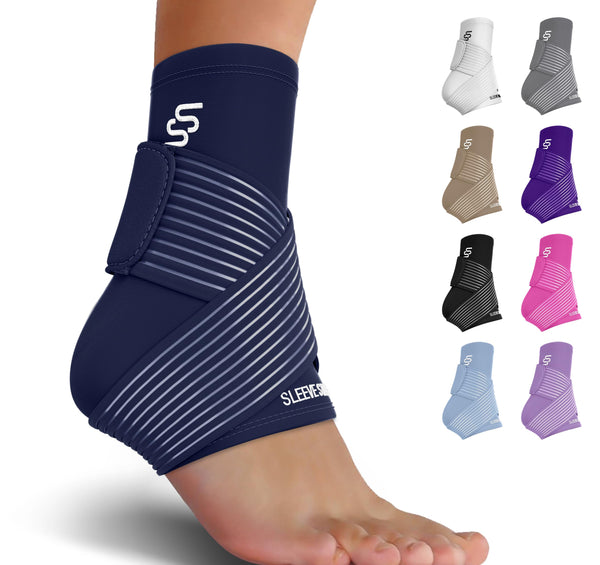Sleeve Stars Ankle Brace for Sprained Ankle, Plantar Fasciitis Relief Ankle Support for Women & Men, Ankle Compression Sleeve w/Strap, Achilles Tendonitis Brace, Foot Brace Wrap (Single/Hot Pink)