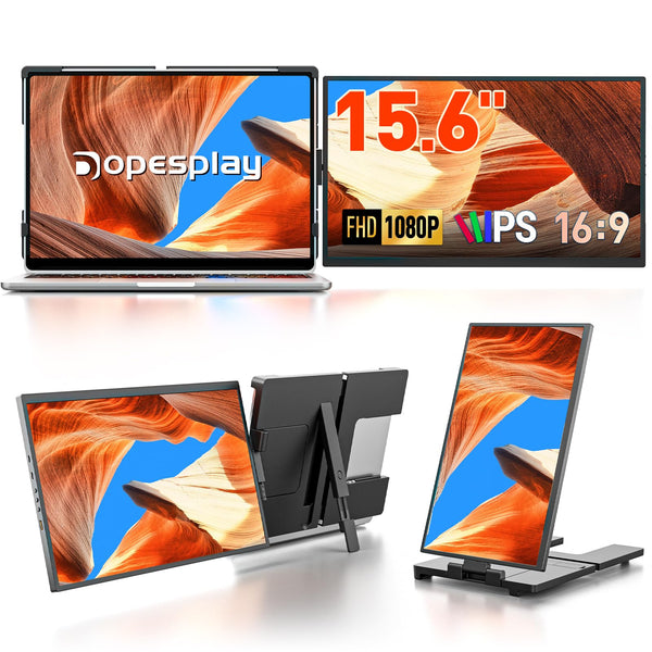 Dopesplay Laptop Screen Extender Monitor,15.6" FHD 1080P IPS External Portable Monitor for Laptop,Plug & Play Dual Screen Monitor for 13.3"-17" Laptops,Compatible with Mac,Wins,Chrome,Android,Dex