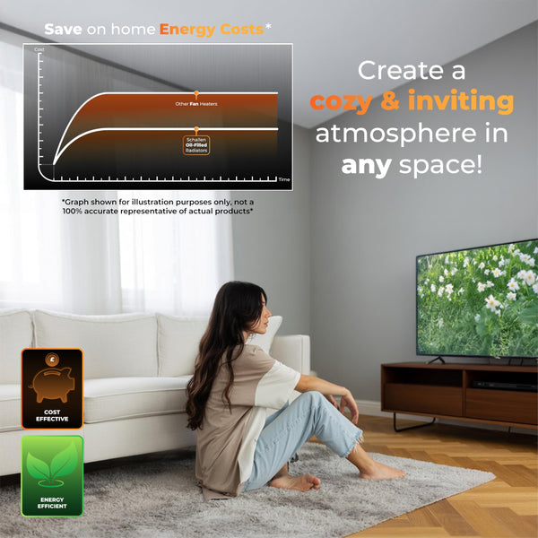 Schallen 1500W 7 Fin Portable Electric Slim Oil Filled Radiator Heater with Adjustable Temperature Thermostat, 3 Heat Settings & Safety Cut Off | 1.5Kw GREY