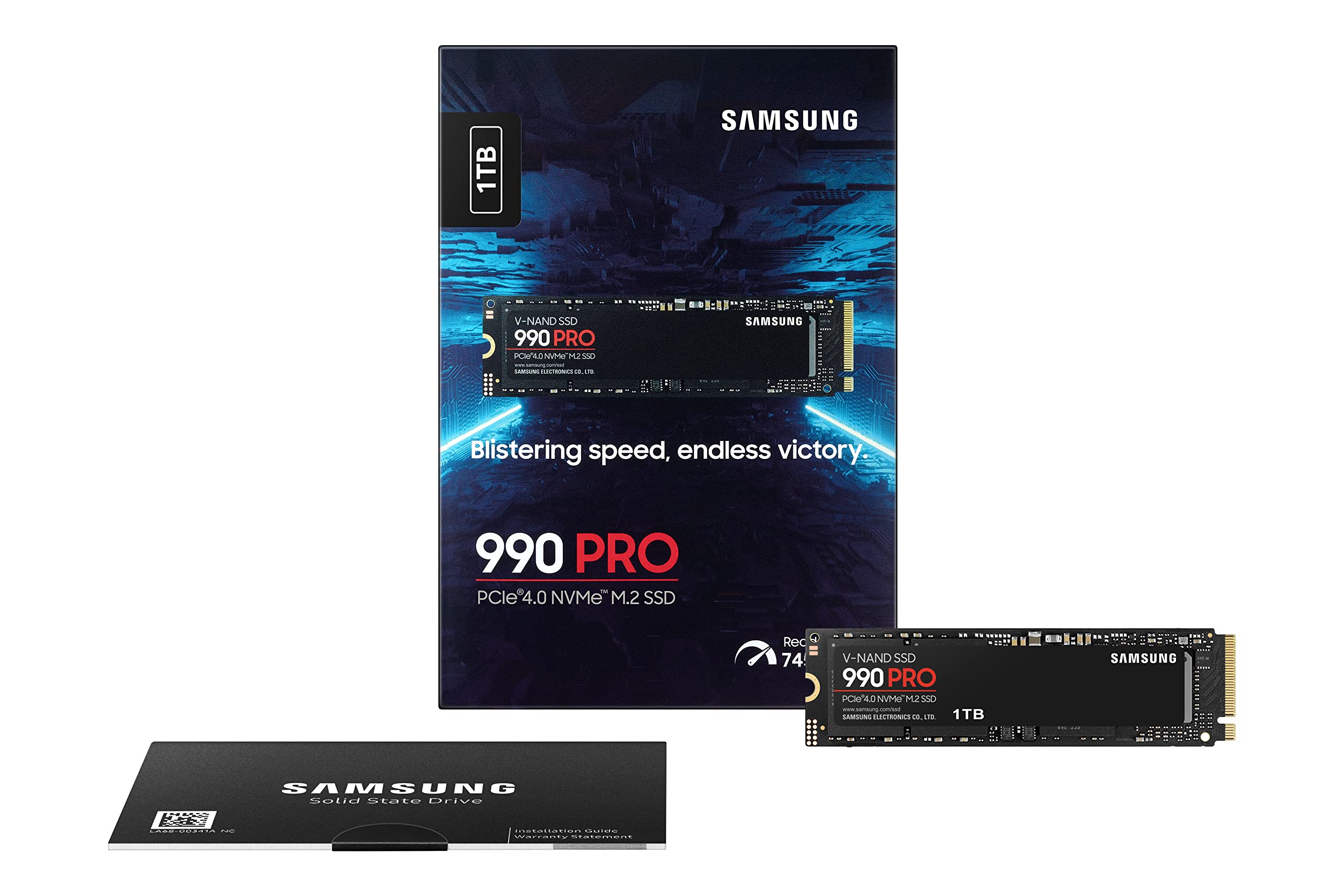 Samsung 990 PRO NVMe M.2 SSD, 2 TB, PCIe 4.0, 7,450 MB/s read, 6,900 MB/s write, Internal SSD, For gaming and video editing, MZ-V9P2T0BW