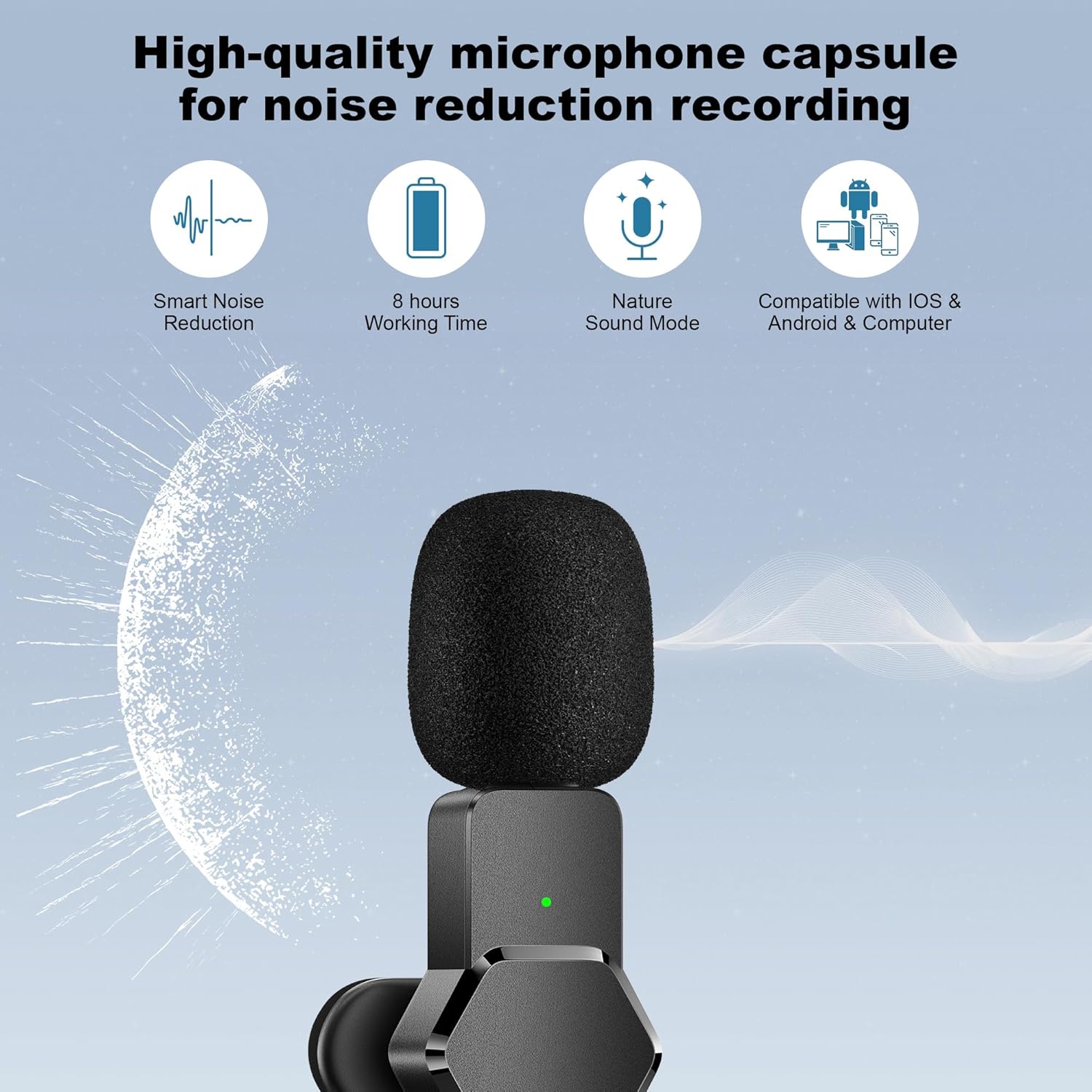 CKOKC Wireless Lavalier Microphone for iPhone - Android Computer, Mini Microphone for Live Streaming, Video Recording, Outdoor or Indoor Interviews, YouTube, TikTok, Vlog