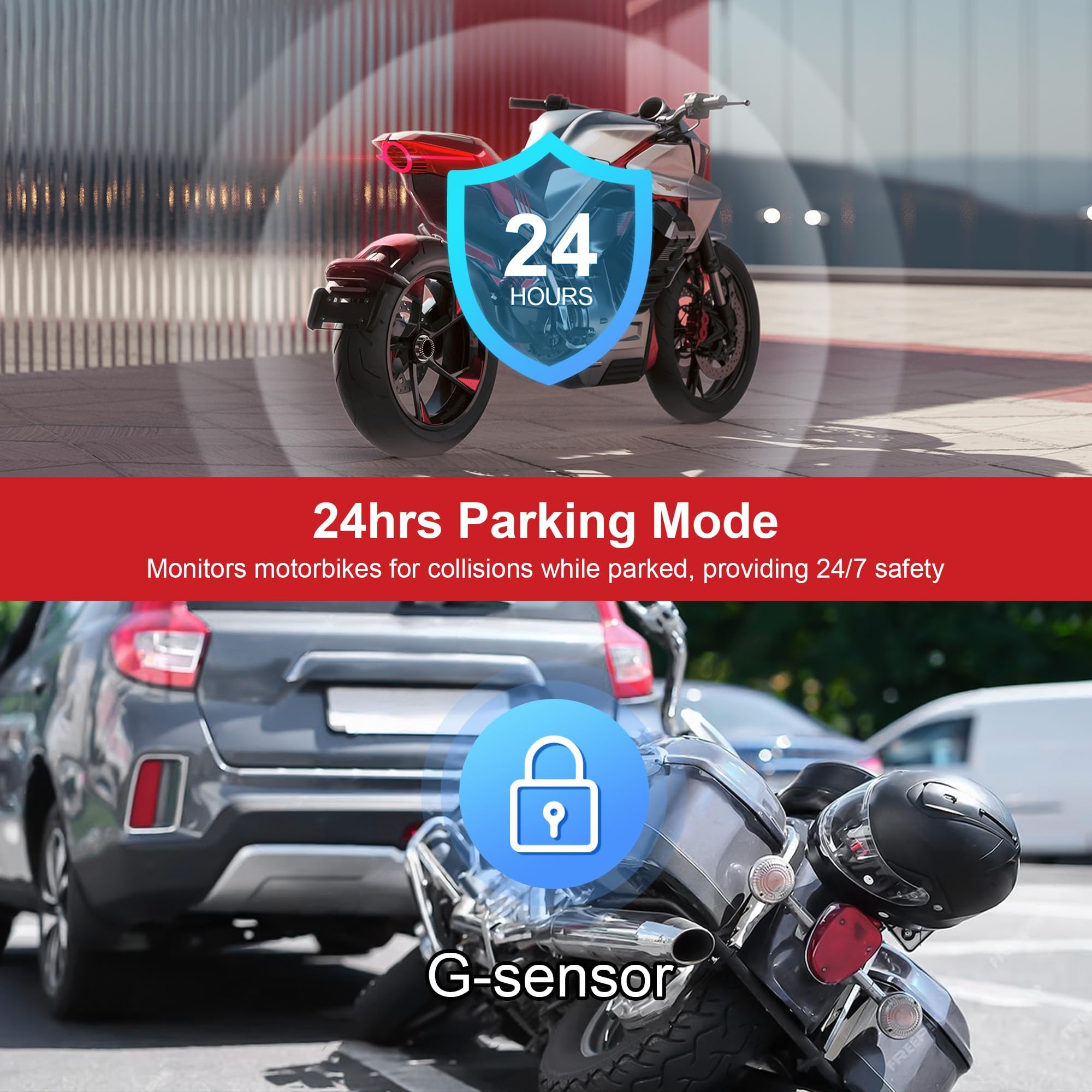 K7 Motorcycle Dash Cam Front and Rear with EIS Anti-Shake 2K + 2K@30FPS or 1080P + 1080P@60 FPS Motorbike Camera, GPS, Wi-Fi, 24Hrs G-Sensor, Waterproof Motorcycle Camera Support 512 GB Max