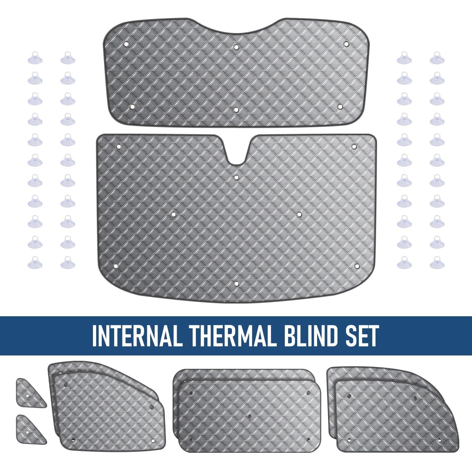 MaxAwe 8Pcs Internal Thermal Blind Set Fits for VW T5/T6 LWB, Luxury Sunshade Wrap Cover Kit, Window Front Screen Cover, Summer Uv Sun Blind & Winter Insulation Cover for VW Campervans & Motorhome