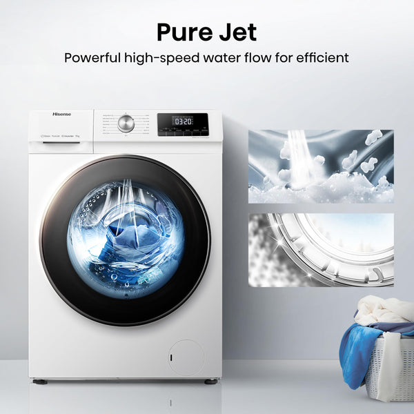 Hisense 3 Series WFQA9014EVJM Freestanding 9 KG Front Load Washing Durable Inverter Machine Steam Wash Quick Wash 15 Washing Programs 1400 RPM White- Energy Rating A