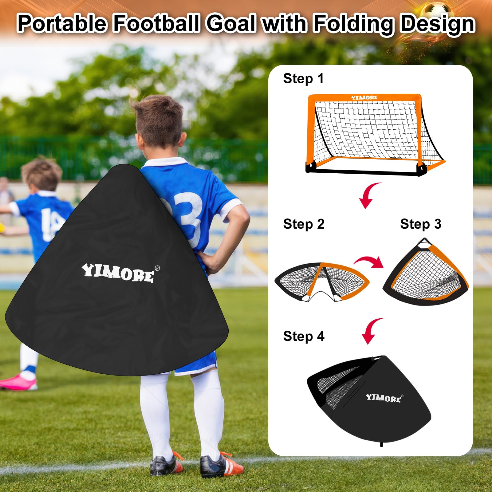 Football Goal Set with Football Training Equipment for Kids, Foldable Football Net with Speed Agility Ladder Disc Cones, Indoor Outdoor Garden Toy