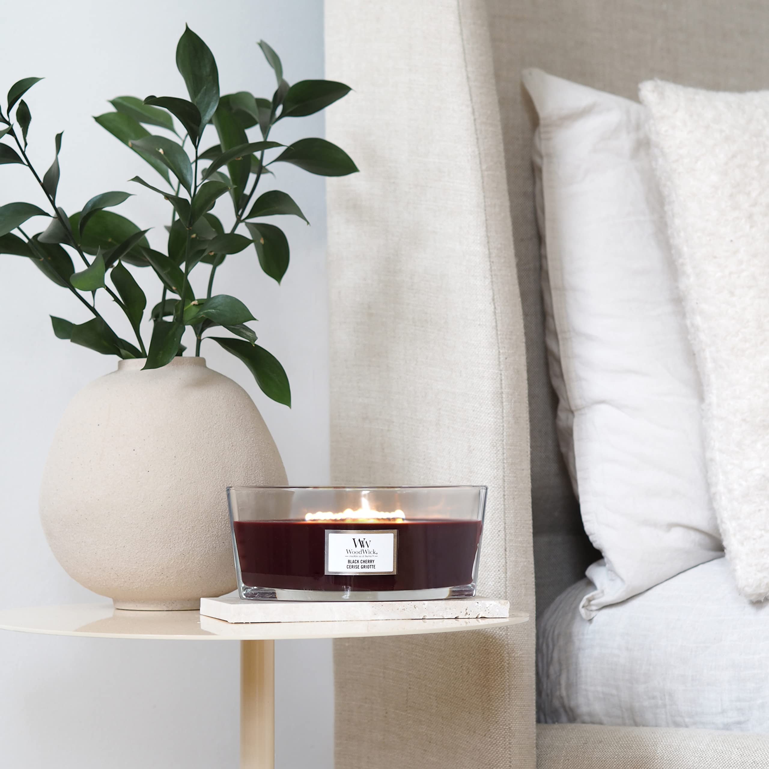 WoodWick Ellipse Scented Candle, Black Cherry, with Crackling Wick. Burn Time: Up to 50 Hours