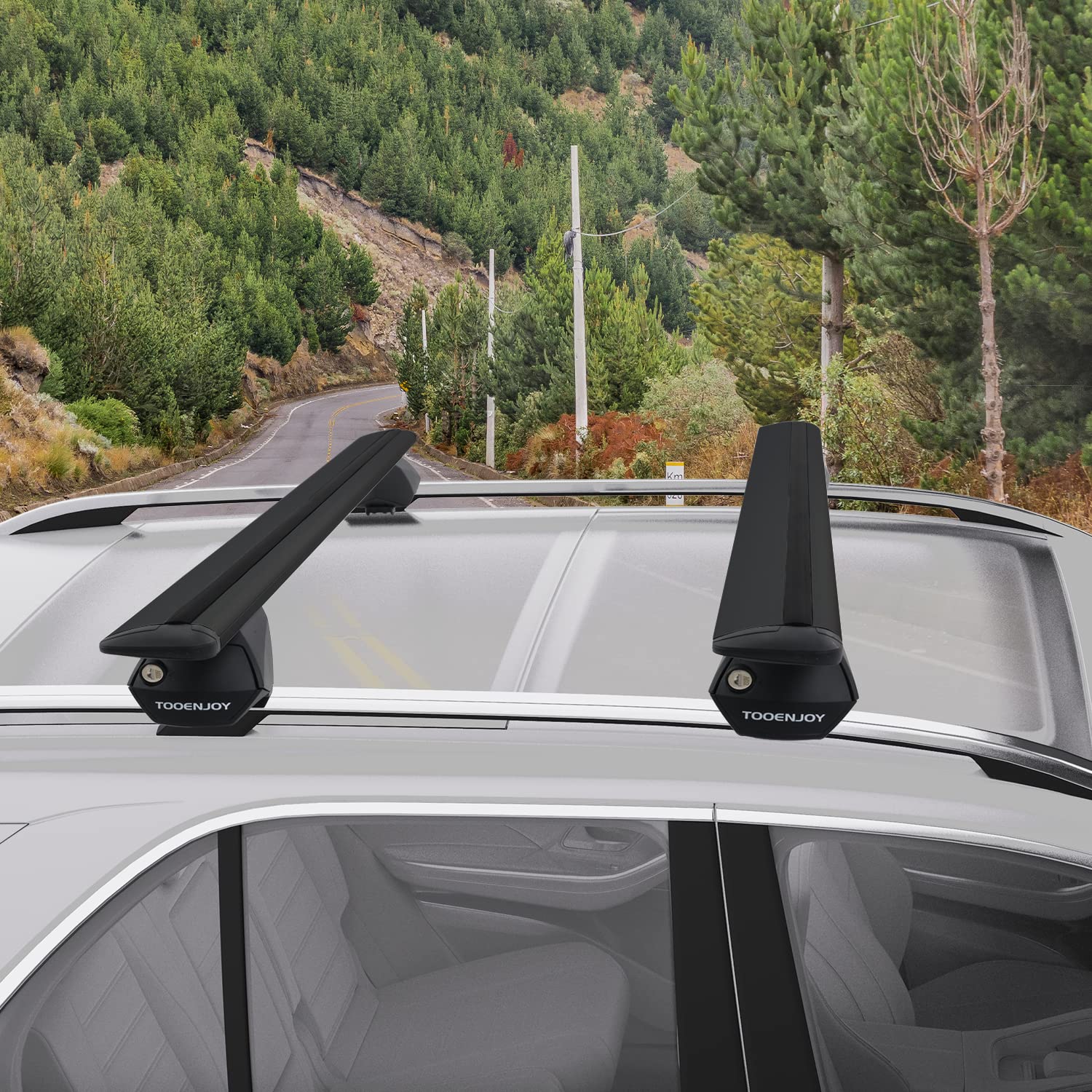 COWVIE Aluminum Universal Roof Rack Cross Bars Pro keyed Locks - Fit Raised Side Rails 120CM