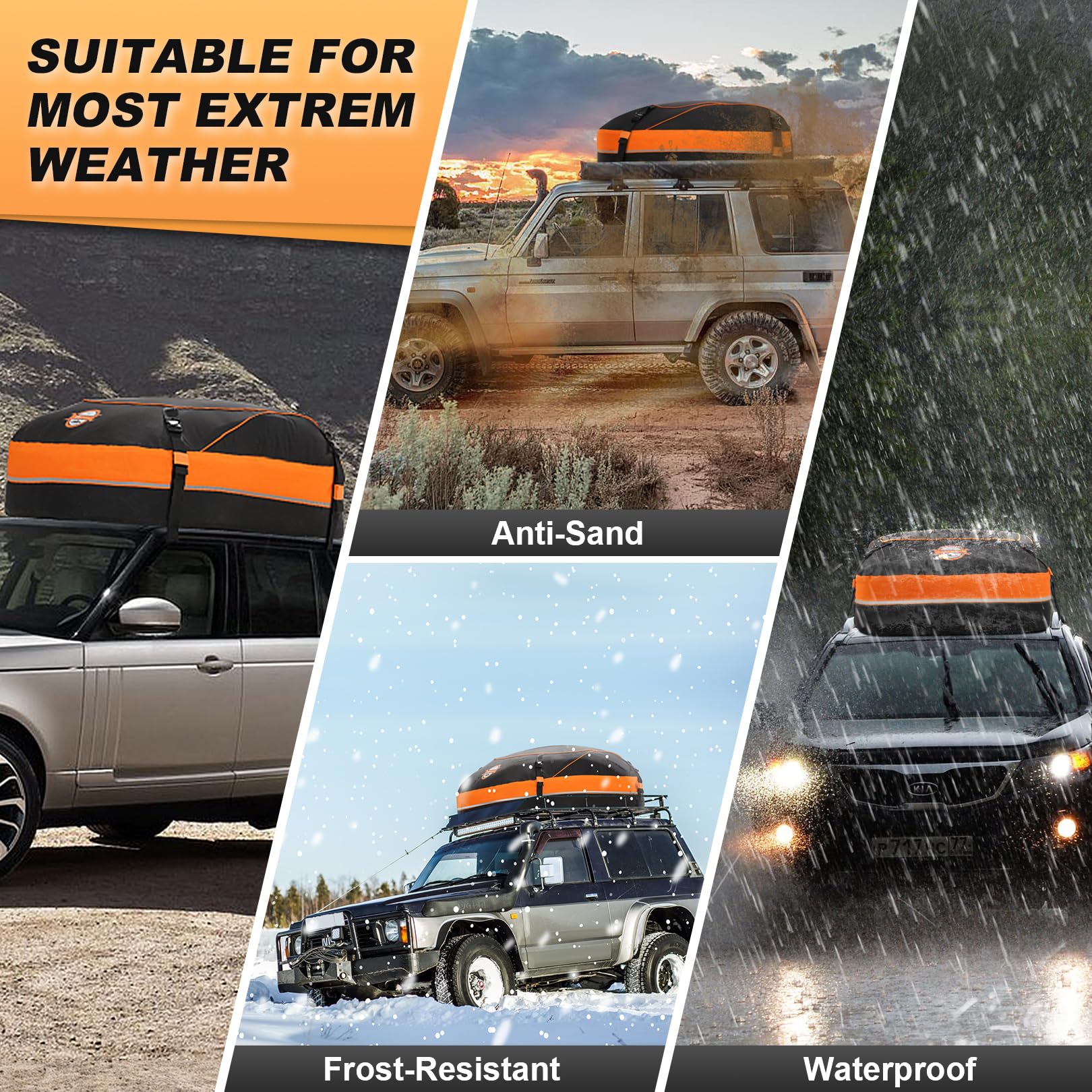 Sailnovo Roof Box Roof Bag 580L/20 Cubic Waterproof Car Roof Bag with 6 Door hooks, Soft-Shell Large Roof Cargo Carrier Bags for Cars without/with Roof Bars/Rack/Rails, Black