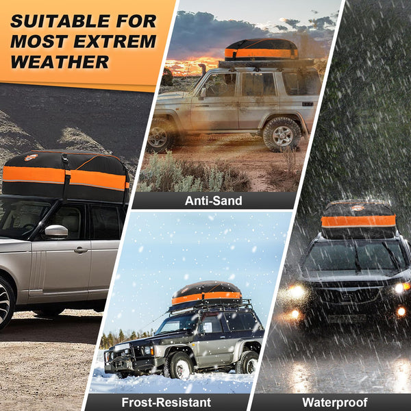 Sailnovo Roof Box Roof Bag 580L/20 Cubic Waterproof Car Roof Bag with 6 Door hooks, Soft-Shell Large Roof Cargo Carrier Bags for Cars without/with Roof Bars/Rack/Rails, Black