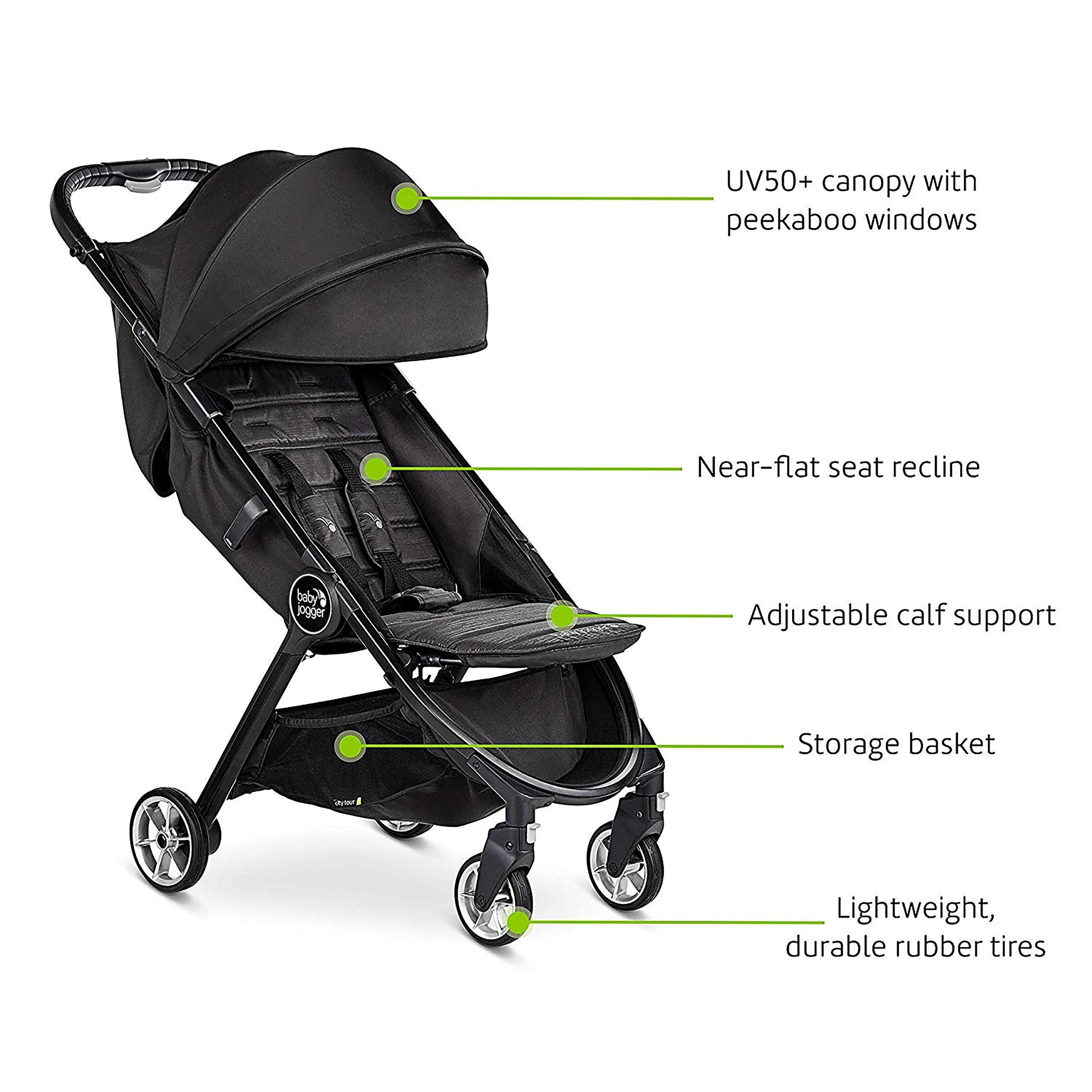 Baby Jogger City Tour 2 Travel Stroller | Ultra-Lightweight, Foldable & Compact Pushchair Buggy | Shadow Grey