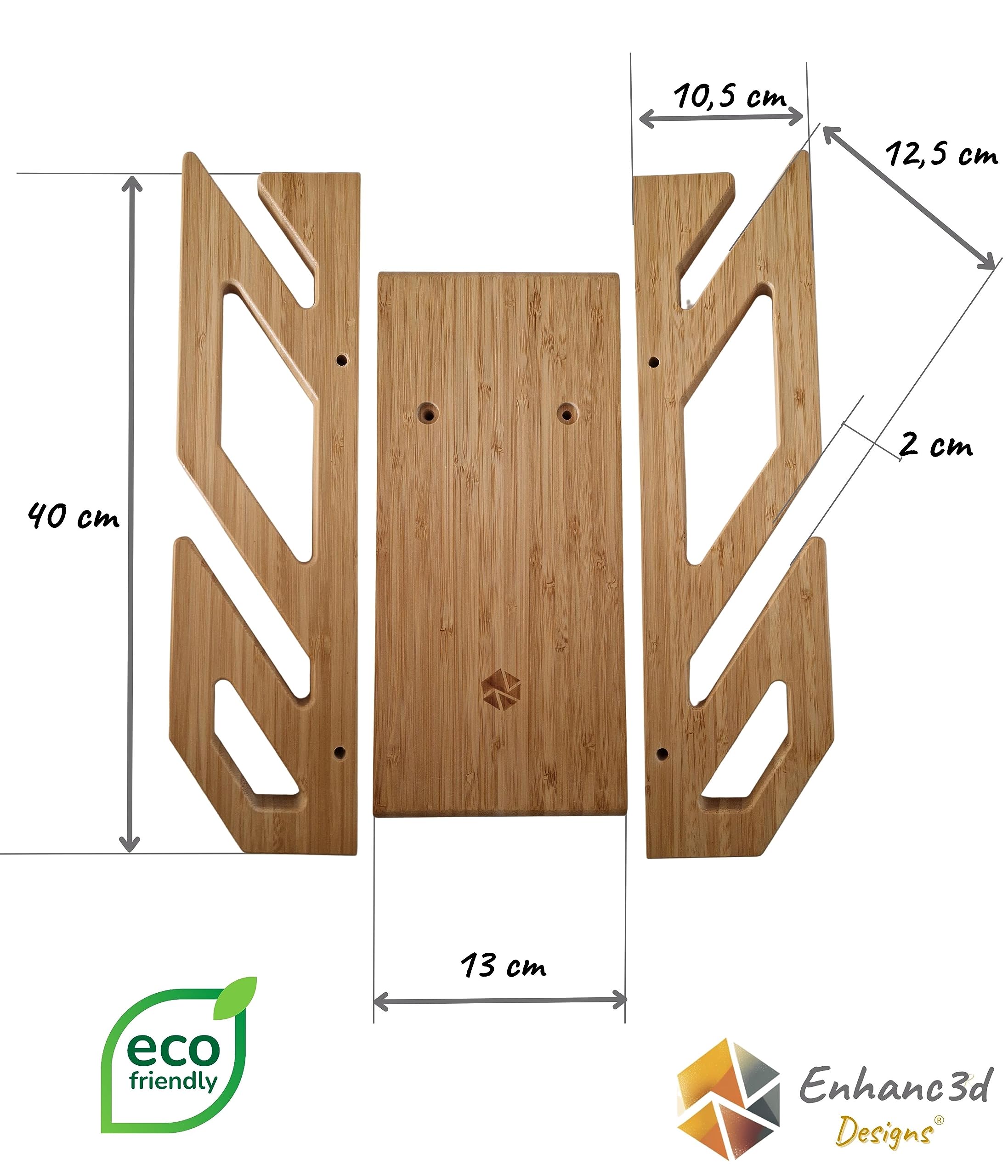 Enhanc3d Designs Skate Wall Mount in Bamboo Wood ? Modern and Robust Design ? Skate Wall Hanger ? Longboard Wall Mount (2 Skates)