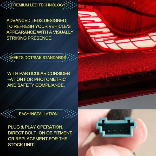 VLAND OLED Rear Lights Compatible with 2013-2018 BMW 3 Series F30 F35 F80 320i 328i 335i Sedan (Not for F31 F34), Tail Lights with Sequential Indicators, E-mark, Red
