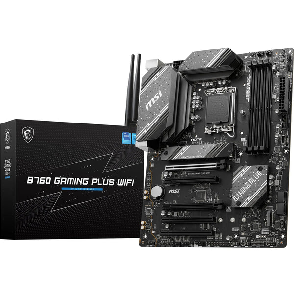 MSI B760 GAMING PLUS WIFI DDR4 Motherboard, ATX - Supports Intel 14th, 13th & 12th Gen Core Processors, LGA 1700 - DDR4 Memory Boost 5333+MHz/OC, 1x PCIe 4.0 x16, 2 x M.2 Gen4, 2.5G LAN, Wi-Fi 6E