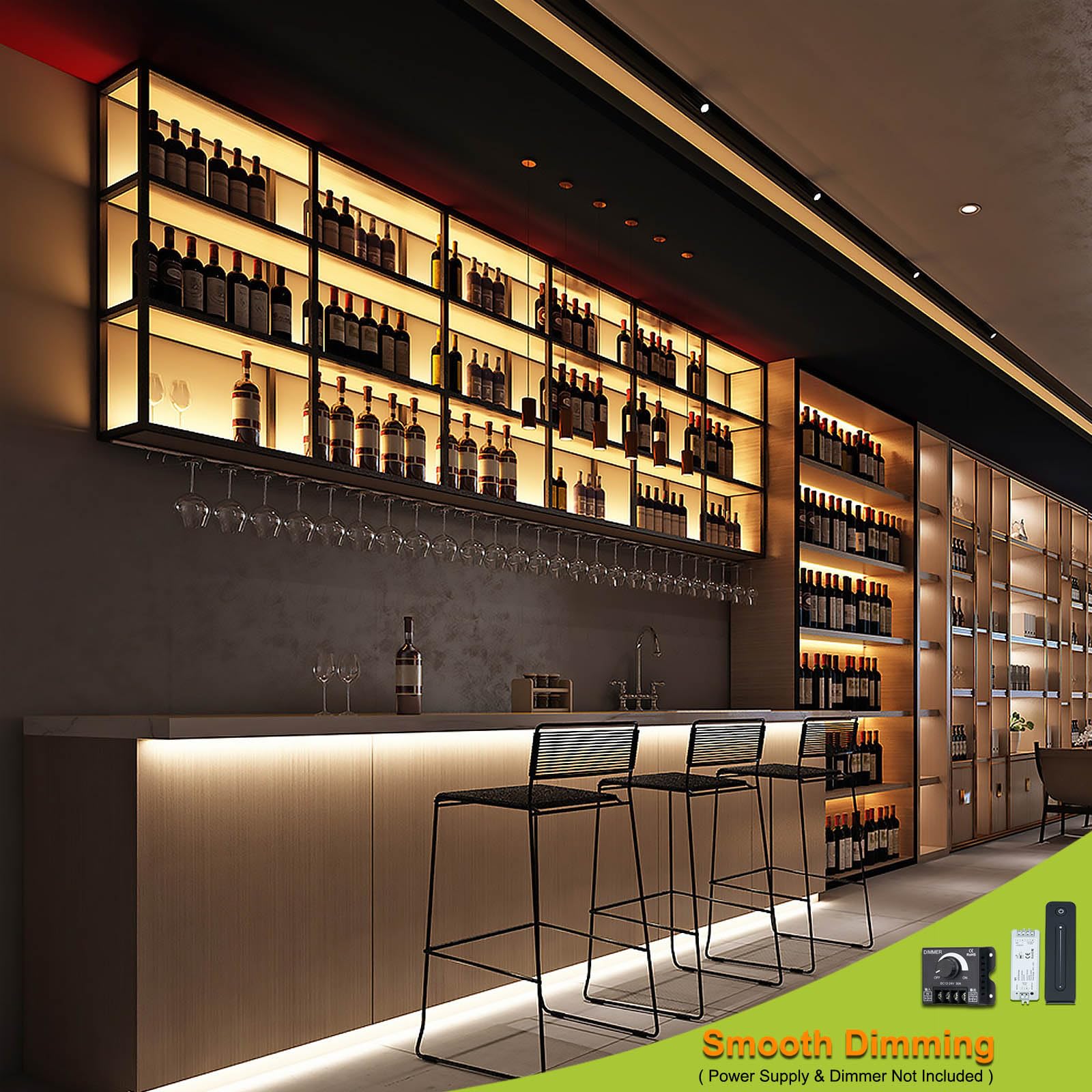 JOYLIT 24V LED Strip Lights 5M 3000K Warm White Indoor 14000LM Ultra Bright, CE UL Professional CRI 92+ 238LEDs/M High Density 2835 SMD 120W Dimmable