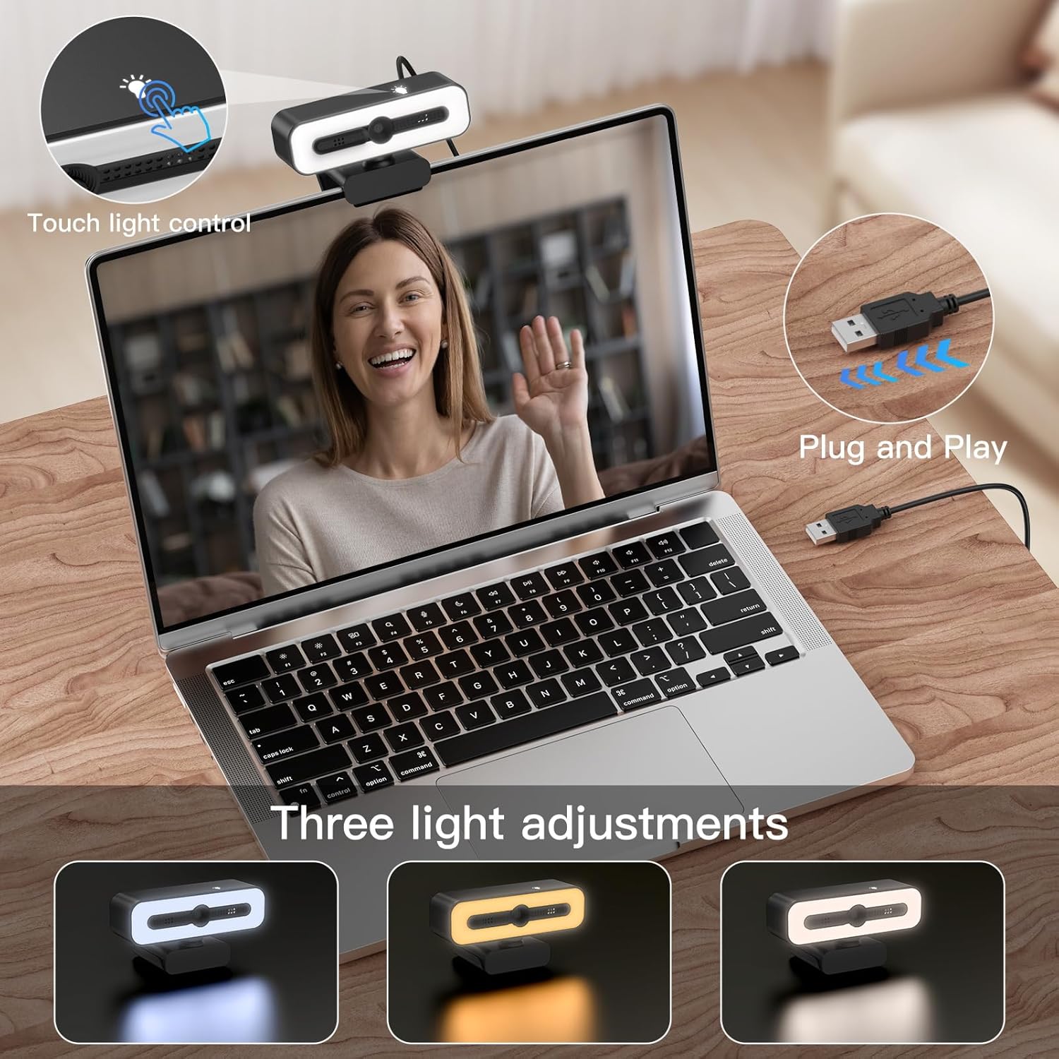 Webcam for PC with Microphone, 4K Webcam Streaming Camera, Web Cam with Cover and Rotatable Clip for Desktop, Laptop, Plug and Play USB Camera for Video Calling, Conference, Meeting, Studying, Gaming