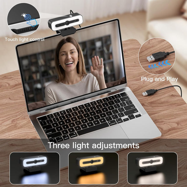 Webcam for PC with Microphone, 4K Webcam Streaming Camera, Web Cam with Cover and Rotatable Clip for Desktop, Laptop, Plug and Play USB Camera for Video Calling, Conference, Meeting, Studying, Gaming